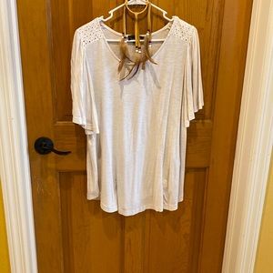 White flutter sleeve top!